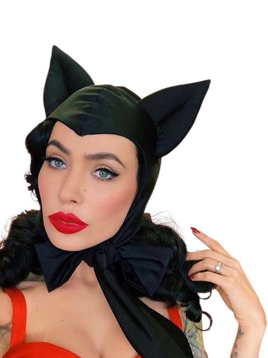 Vixen by Micheline Pitt Accessories - Vintage Style Bat Hood | Cat Hood Bonnet